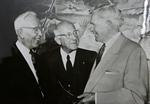 Jospeh F. Smith, left, Cecil B. DeMille, and LDS Church President David O'McKay meet during a preview of "The 10 Commandments" in Salt Lake City. - , Utah